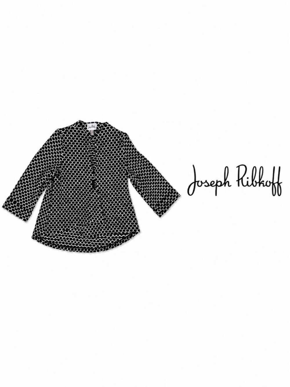 JOSEPH RIBKOFF Black & White Geometric Print Jacket Size 16